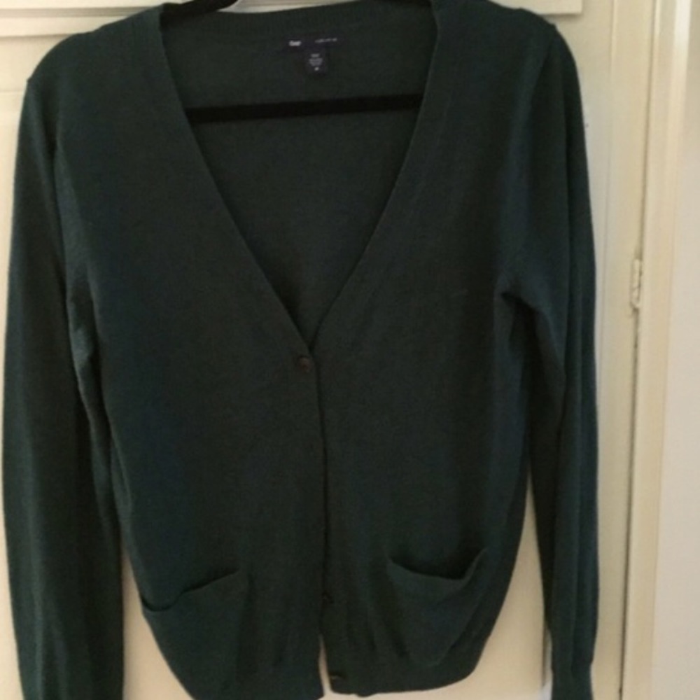 Dark green cardigan sweater